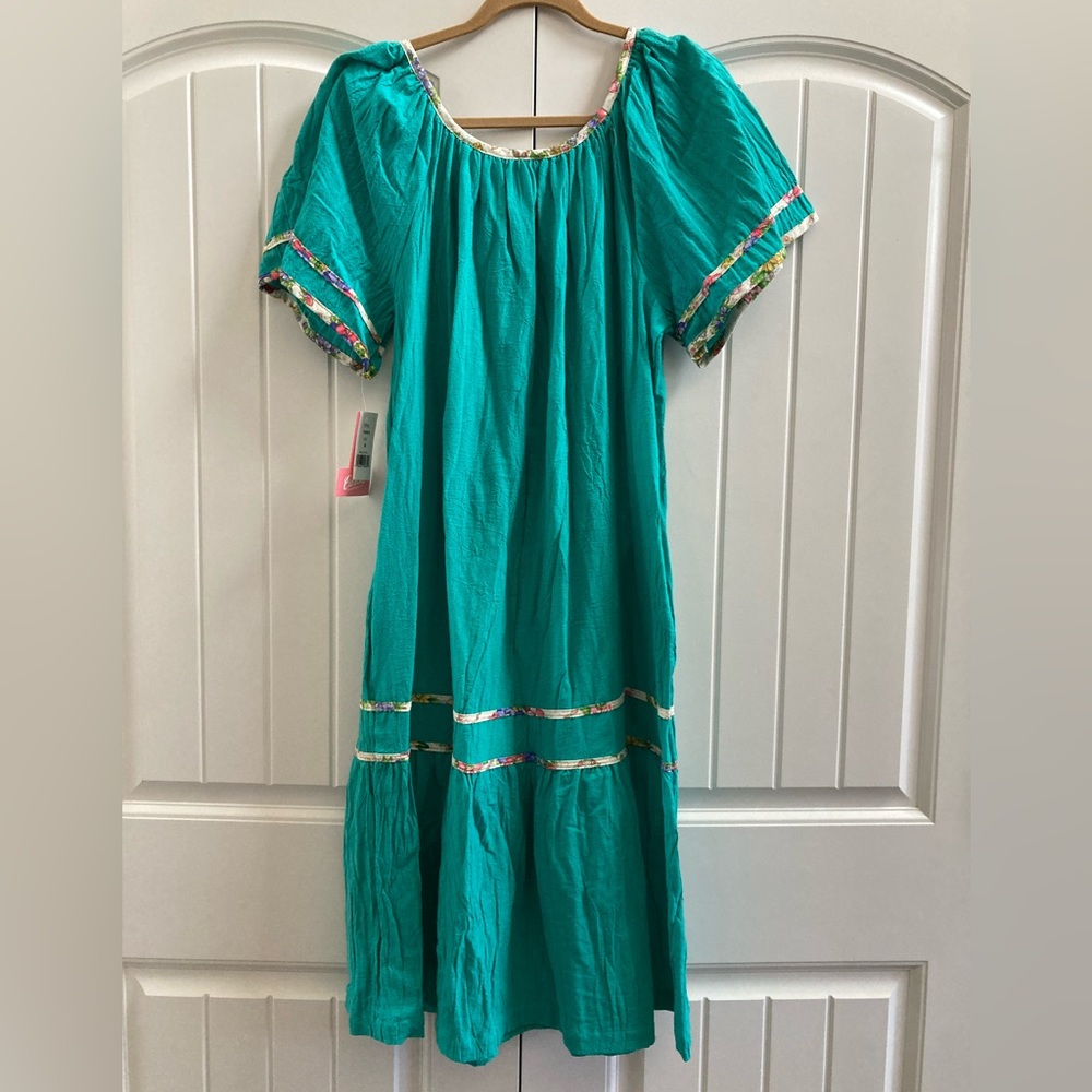 Carole 100% Cotton house dress beach cover up peasant dress MADE IN AMERICA